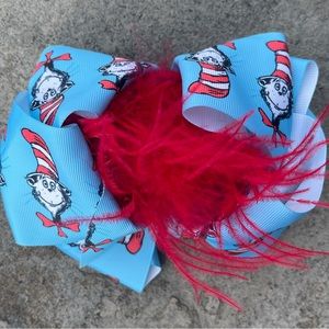 Girls 7” Hair Bow With Feather Detail